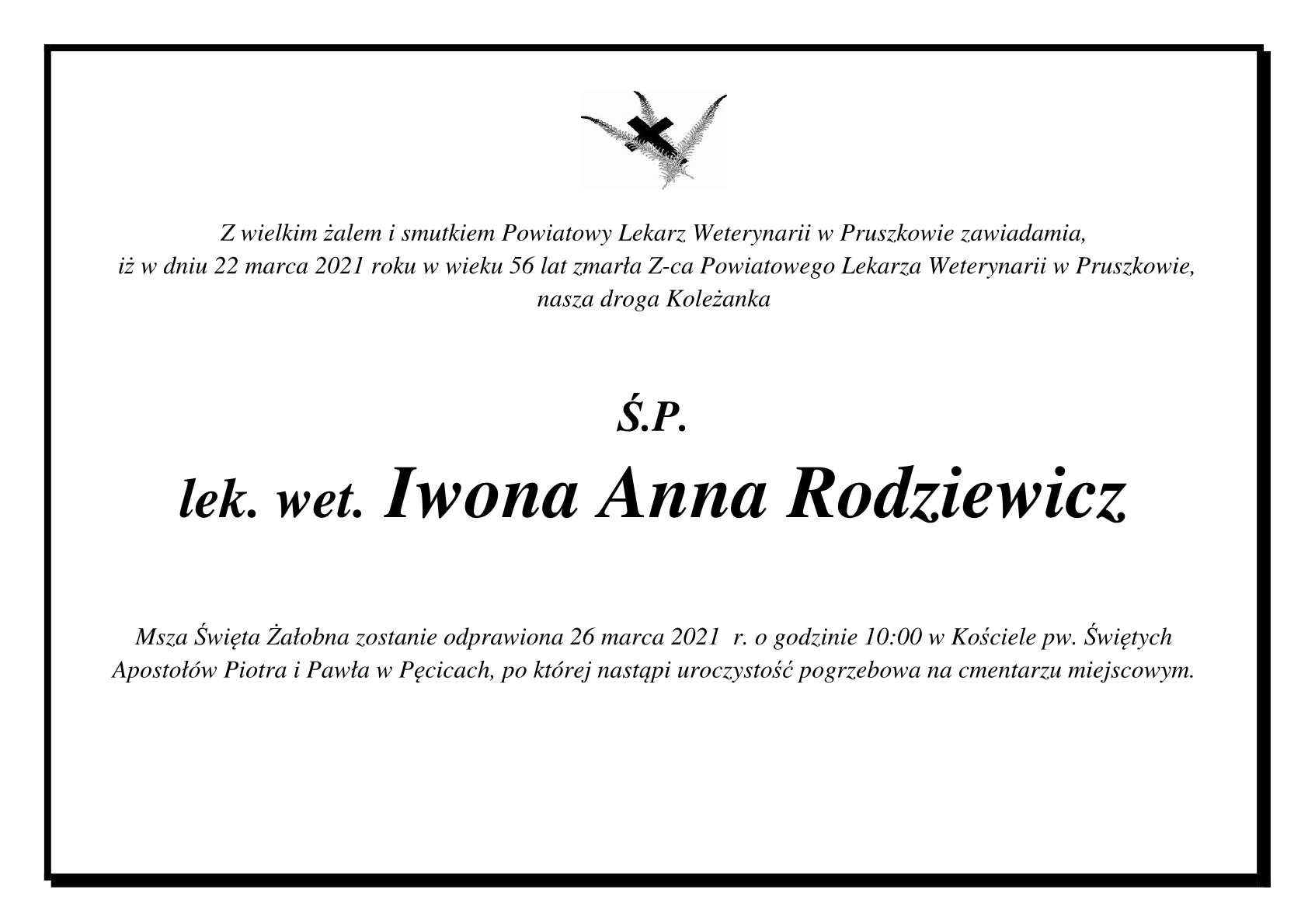  Iwona Anna Rodziewicz - nekrolog